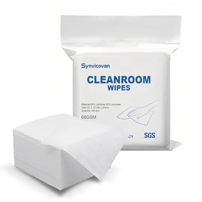 Cleanroom Wipes 12"x12" (150 Pcs,Grade A, 68GSM) - size: 12" x 12"(Pack of 150)