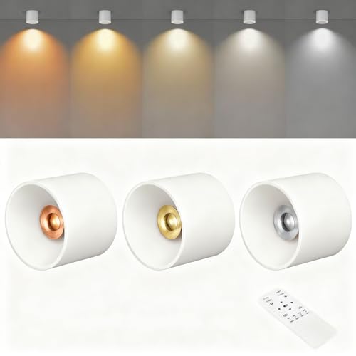 5CCT LED Ceiling Spotlight CRI 97+ Modern Cylinder Light Ceiling Mount - color: White, size: 3 Pack – Adjustable 2700K–6000K