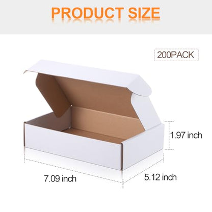 Qilery 200 Pcs 7.09 x 5.12 x 1.97 Inches Mailing Boxes White Mailer Boxes - size: 7.09 x 5.12 x 1.97 Inches