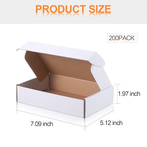 Qilery 200 Pcs 7.09 x 5.12 x 1.97 Inches Mailing Boxes White Mailer Boxes - size: 7.09 x 5.12 x 1.97 Inches