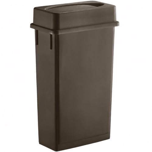 23 Gallon Slim Rectangular Commercial Trash Can, Heavy Duty Plastic Indoor Waste Bin for Kitchen, Office, Restaurant, School, Restroom & Janitorial Use (Brown, with Lid) - color: Brown