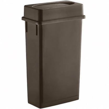 23 Gallon Slim Rectangular Commercial Trash Can, Heavy Duty Plastic Indoor Waste Bin for Kitchen, Office, Restaurant, School, Restroom & Janitorial Use (Brown, with Lid) - color: Brown