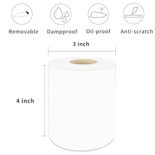 4×6 Inch White Removable Thermal Labels,Waterproof Thermal Label Stickers,200 Sheets per Roll with Perforated Lines - color: White, size: 4×6 inch