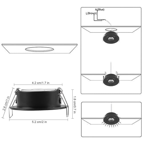 10pcs 2 inch Gimbal LED Recessed Light Small Recessed Lights AC120V - color: Warm White/Black