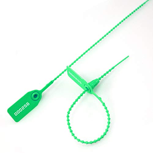 Leadseals(R) 100 Green Plastic Tamper Seals, Zip Ties for Fire Extinguishers Pull Tite Security Tags Numbered Disposable Self-Locking Tie 250mm Length - color: Green, size: 100 PCS