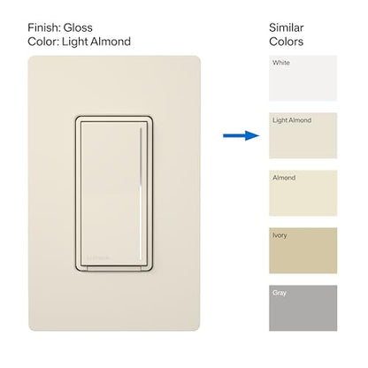 Lutron Sunnata LED+ Dimmer Switch, Touch Dimmer, Single Pole/3-way - color: Light Almond, size: 1 Pack, style: LED+ Dimmer