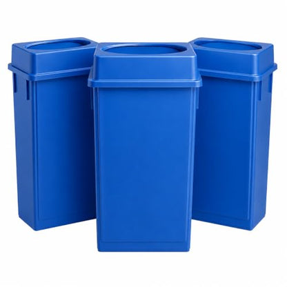23 Gallon Slim Jim Rectangular Dark Blue Trash Can with Lid | 3 PACK - color: Dark Blue with Lid