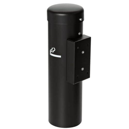 Wall-Mounted Cigarette Receptacle – 12 3/4" Outdoor Ash Disposal Tube with Push-Button Emptying – Weather-Resistant Smoker Pole for Restaurants, Bars & Convenience Stores (Black) - color: Black