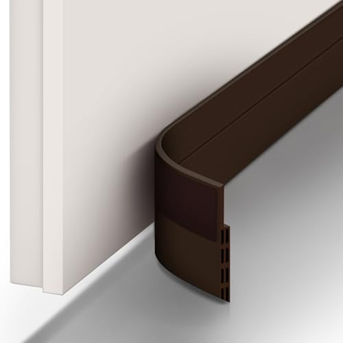 Ohuhu 118" Silicone Door Draft Stopper, 1" Wide Adhesive Weather Stripping - color: Brown, size: 118"L x 2"W