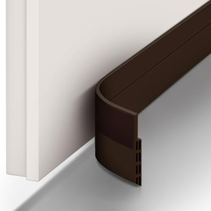 Ohuhu 118" Silicone Door Draft Stopper, 1" Wide Adhesive Weather Stripping - color: Brown, size: 118"L x 2"W