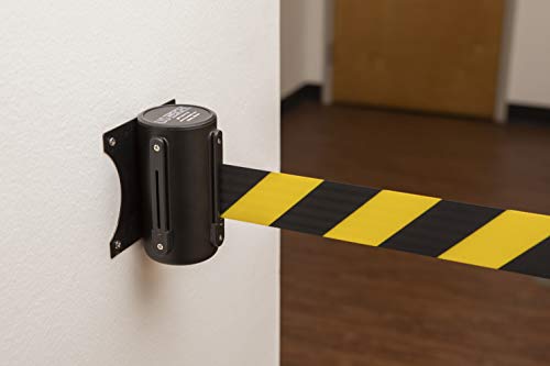 US Weight Wall Mount with 13' Chevron Retractable Belt - color: Yellow/Black Chevron Pattern, size: 13'