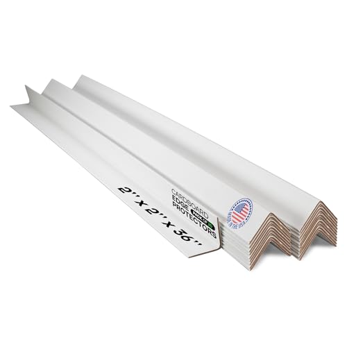 IDL Packaging 2” x 2” x 36” Cardboard Edge Protector (Pack of 20) - Corner Protectors for Shipping, Storage, & Moving – Reinforced Corner Guard Protection for Pallets, Wall Corners, & Furniture - color: White, size: 36" Length