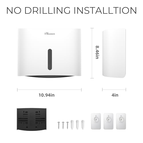 Paper Towel Dispenser Wall Mount, Adhesive No Drilling Multifold Trifold Cfold Commercial Hand Towel Dispenser,White-PN6015 - color: White-pn6015