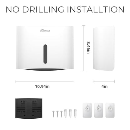 Paper Towel Dispenser Wall Mount, Adhesive No Drilling Multifold Trifold Cfold Commercial Hand Towel Dispenser,White-PN6015 - color: White-pn6015