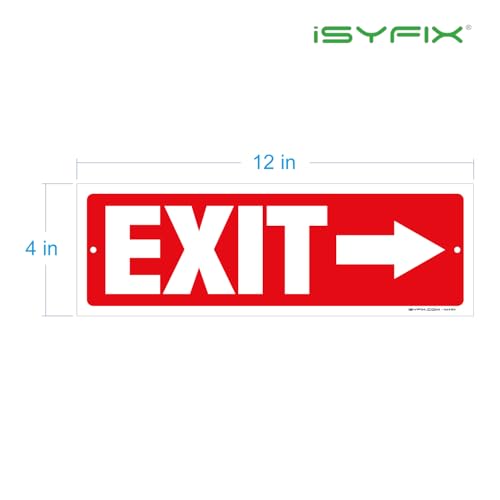 iSYFIX Exit Signs, 12 Pack, 12x4 Inch Directional Arrow Signs - color: Plastic Right, size: 12 Pk 12x4