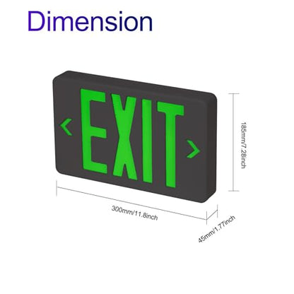 6 Pack LED Emergency Exit Sign, Universal Mount OSHA Compliant - color: Black Green, size: 6 Pack
