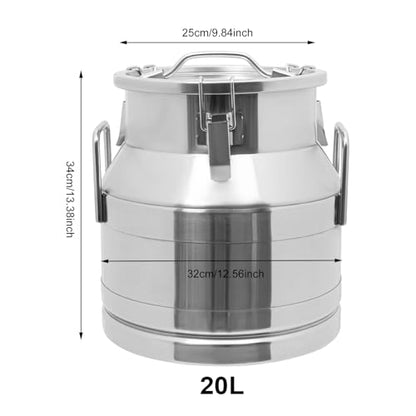 Stainless Steel Milk Bucket with Faucet, with Sealing Lid,Large Liquid Container Storage Keep Food Dry and Fresh for Milk and Wine (20L/5.3Gal,w/Faucet) - size: 20L/5.3Gal,w/Faucet