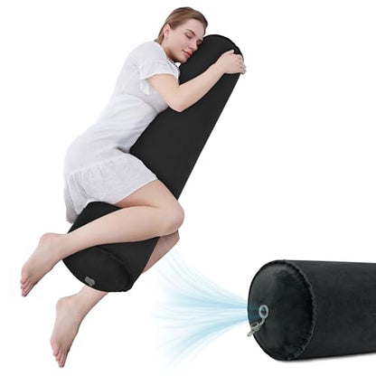 EULANT Inflatable Travel Body Pillow,Inflatable Long Body Pillow for Bed - color: Black
