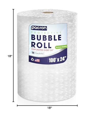 Bubble Roll Wrap 24" x 100', 1-Pack 5/16" Perforated Medium Cushioning - size: 100x24 | Perf 24 | 1 Roll
