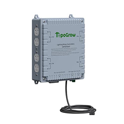 8-Lighting Relay Controller with Trigger Cord 8-Outlet Relay Controller Maximum 8000W for Hydroponics Indoor Double Ended HID Grow Light and Hydroponics System