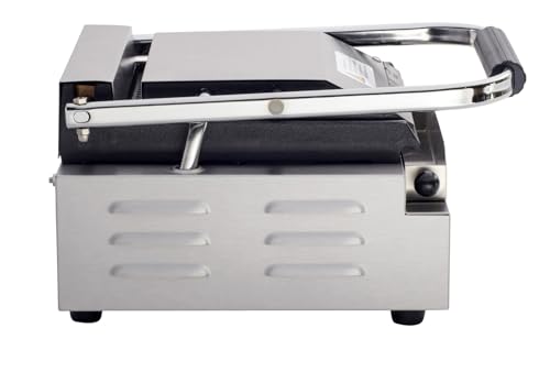 Kratos Commercial Electric Panini Sandwich Grill with Grooved Plates, 9" x 9" Cooking Surface, Commercial Countertop Panini Press, 120V, 1750W (29Y-017) - size: Small w/ Grooved Plates