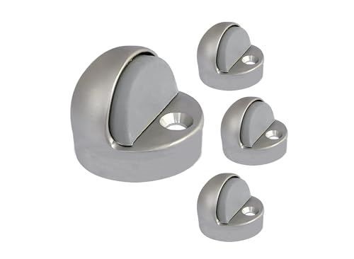 QCAA High Dome Floor Door Stop, 1-11/16" x 1-3/16", Zinc Die Cast, Satin Nickel, 4 Pack, Made in Taiwan - color: Satin Nickel(High), size: 4 Pack