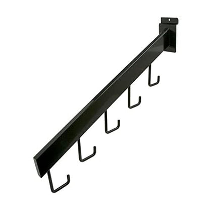 Dazzling Displays 5-Hook Waterfall Slatwall Face-Out Display, Rectangular Tube, Black - Essential Slatwall Accessories for Retail Merchandising, Slat Wall Fittings and Slatwall Hooks - color: Black