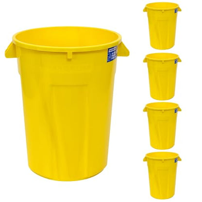 Magnum 44 Gallon Trash Can, High-Vis Yellow, Construction Grade, Heavy Duty Plastic, Jobsite Ready for Handling and Holding Garbage CMTC-C000-44Y05 (5 Pack) - color: Yellow, size: 44 Gallon, style: Can Only