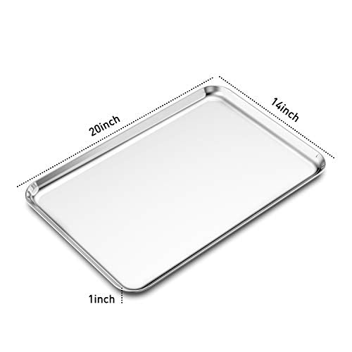Baking Sheets Set of 2, Bastwe 20 inch Stainless Steel Bakeware Baking Pans, Healthy & Nontoxic & Rustproof & Easy Clean & Dishwasher Safe - size: 20 inch