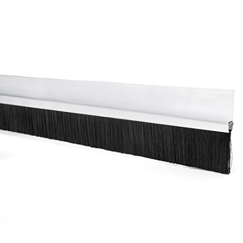 uxcell Door Bottom Sweep H-Shape Aluminum Alloy Base with 1.2-inch Gray Nylon Brush 39-inch x 2.28-inch - color: Silver, size: 39.37" x 1.2"