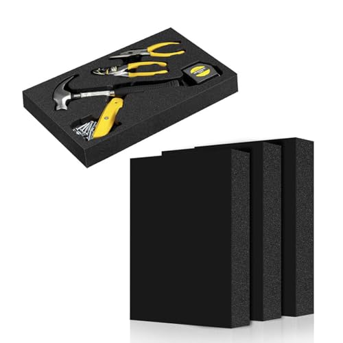 3 Pcs 16 x 12 x 2 Inches Foam Inserts for Cases - Polyurethane Foam Packing Foam Black Craft Foam Sheets for Packing Padding 2 Inch Thick for Camera Toolbox Storage - size: 3 Pcs 16 x 12 x 2 Inches