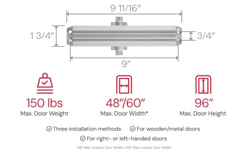 Lawrence Medium/Heavy Duty Door Closer Commercial Grade 1 - style: Aluminum (AL)