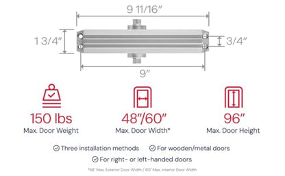 Lawrence Medium/Heavy Duty Door Closer Commercial Grade 1 - style: Aluminum (AL)