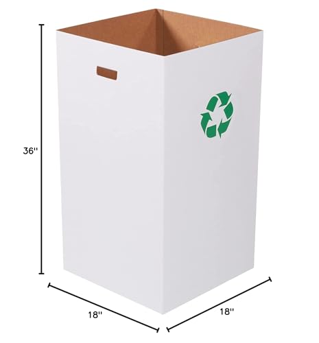 Box USA 50 Gallon 18" L x 18" W x 36" H 10-Pack Cardboard Trash Cans and Recycling Bins, Reusable or Disposable Pop Up Garbage Boxes for Parties, Outdoor Events, Heavy Duty, Recycle - size: 50 Gallon 10-Pk, style: Recycle