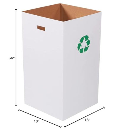 Box USA 50 Gallon 18" L x 18" W x 36" H 10-Pack Cardboard Trash Cans and Recycling Bins, Reusable or Disposable Pop Up Garbage Boxes for Parties, Outdoor Events, Heavy Duty, Recycle - size: 50 Gallon 10-Pk, style: Recycle