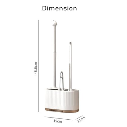 Basaza Toilet Brush and Holder Set Toilet Bowl Cleaning Brush and Holder for Bathroom 4 in 1 White Toilet Bowl Cleaner Brushes & Holders Bathroom Accessories Floor Standing or Wall Mounted