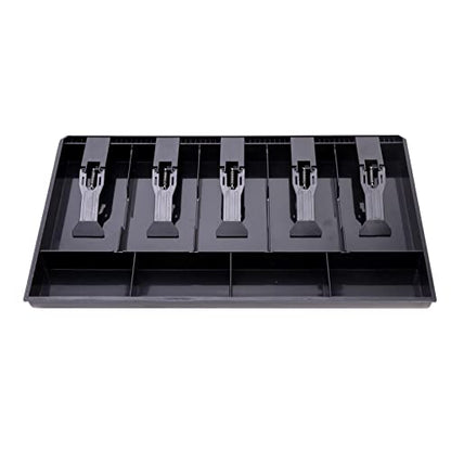 Cash Money Tray Replacement 5 Bill/ 4 Coin Drawer Register Insert Tray Storage Case with Plastic Clips (Color:Black)