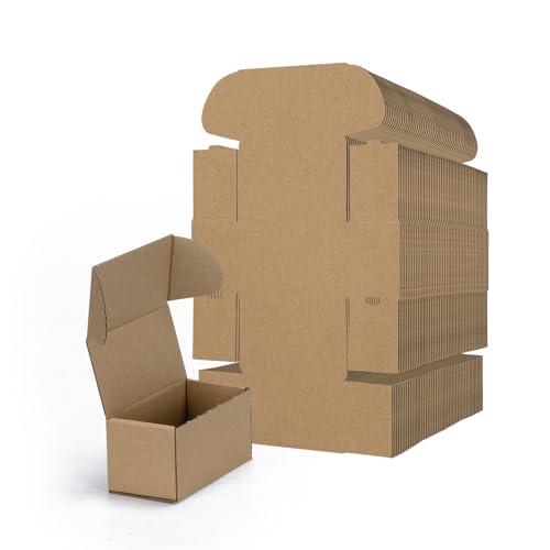 RLAVBL 4.6x2.2x2.2 Small Shipping Boxes Set of 100, Brown Corrugated Cardboard Box, Mailer Box - color: Brown, size: 4x2x2