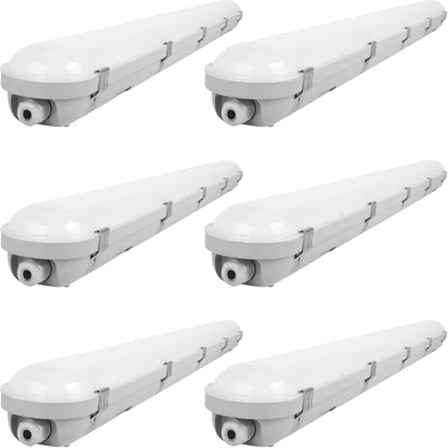 4FT LED Vapor Tight Light, 40W/50W/60W Selectable, 7800LM, 3CCT (6-pack) - size: 6 Pack