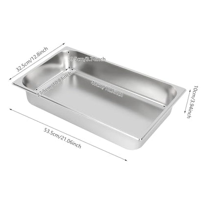 4 Pack Stainless Steel Hotel Pans, Full Size 4" Deep Commercial Food Pans With Lid Catering Food Storage Metal Pan Chafing Dishes Dinner Buffet Server for Food Prep Restaurant (21" x 12.8" x 3.9") - size: 21" x 12.8" x 3.9"