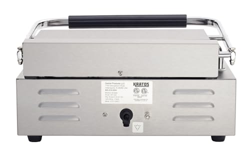 Kratos Commercial Panini Sandwich Grill Grooved Top w/Smooth Bottom Plate - size: Medium w/ Smooth & Grooved Plates