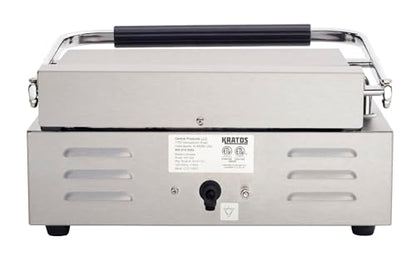 Kratos Commercial Panini Sandwich Grill Grooved Top w/Smooth Bottom Plate - size: Medium w/ Smooth & Grooved Plates