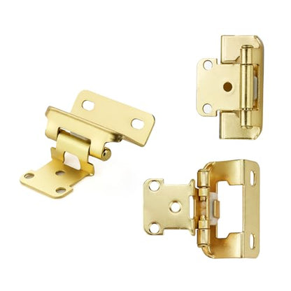 Gold Cabinet Hinges, 1/2 Inch Overlay, 4 Pack(2 Pairs) - color: Gold