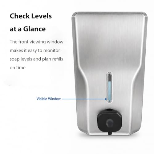 modunful Commercial Stainless Steel Hand Soap Dispenser, 47oz Wall Mount - size: Vertical 47.3oz