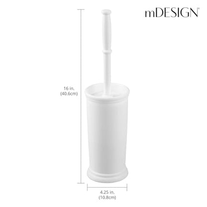mDesign Toilet Bowl Brush and Holder - Covered Bathroom Brush - Standing Scrubber in Modern Holder - Compact, Space Saving, Deep Cleaning - White - color: White, size: Pack of 1