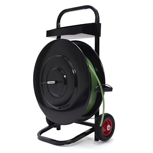 Heavy Duty Strapping Dispenser with Built-in Tray for Polypropylene, Fibre Strapping, Plastic Steel Coil Roll Steel Strapping Cart Moveable Banding Cart