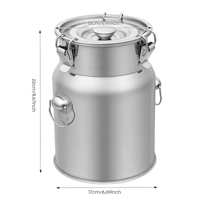 Thickened Stainless Steel Milk Can Large Liquid Container Storage,Stainless Steel Milk Bucket with Sealing Lid and Carry Handle,for Wine, Oil Storage Transport (5L/1.3Gal) - size: 5L/1.3Gal