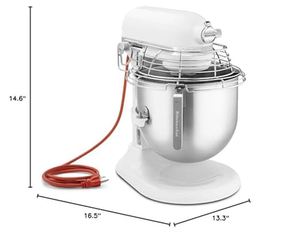 KitchenAid Commercial Series 8 Quart Bowl-Lift Stand Mixer with Stainless Steel Bowl Guard - KSMC895 - color: White, style: With Bowl Guard