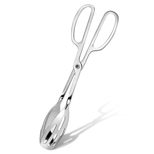Scissor Salad Tongs 10-Inch, Heavy Duty Stainless Steel Serving Tongs