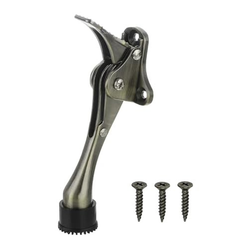 uxcell Kickdown Door Stop, One Touch Kickdown Door Stopper Holder with Non-Slip Rubber Tip and Screws, 4-Inch Metal Door Kickstand for Bottom of Door, Bronze - color: Bronze, size: 4 Inch